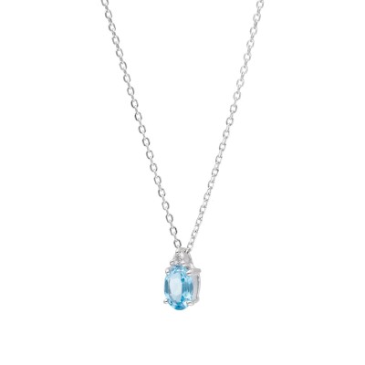 Naszyjnik srebrny z topazem oraz cyrkonią