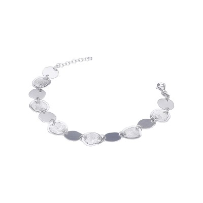 Bransoletka srebrna z okrągłymi szczotkowanymi na zmianę gładkimi elementami