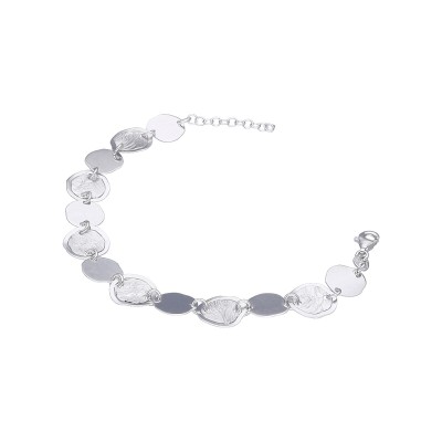 Bransoletka srebrna z okrągłymi szczotkowanymi na zmianę gładkimi elementami