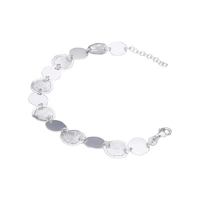 Bransoletka srebrna z okrągłymi szczotkowanymi na zmianę gładkimi elementami