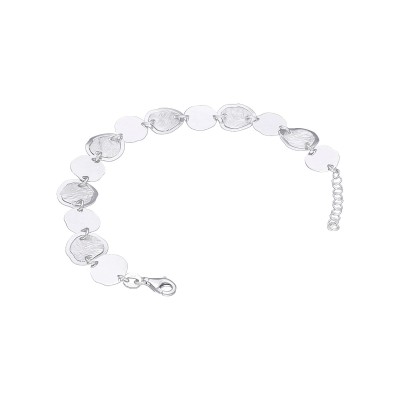 Bransoletka srebrna z okrągłymi szczotkowanymi na zmianę gładkimi elementami