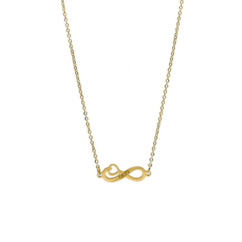 Naszyjnik ze stali szlachetnej złocony ze znakiem nieskończoności