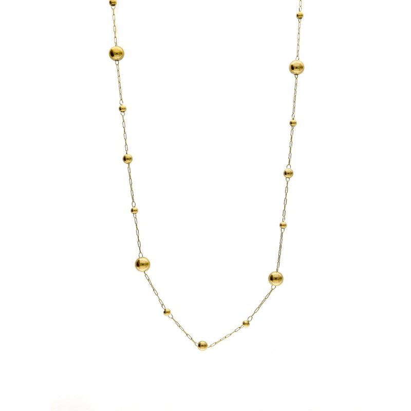 Naszyjnik ze stali szlachetnej złocony z kulkami