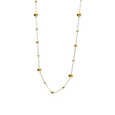 Naszyjnik ze stali szlachetnej złocony z kulkami