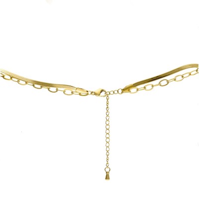 Naszyjnik ze stali szlachetnej złocony z muszlą – podwójny splot