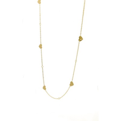 Naszyjnik ze stali szlachetnej złocony z serduszkami