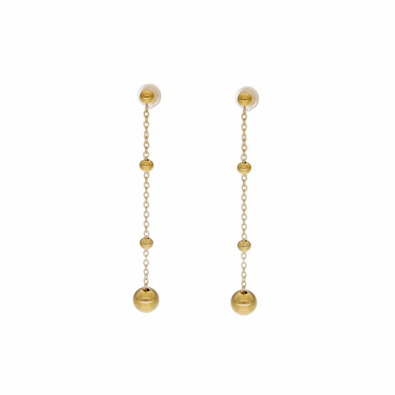 Kolczyki złocone ze stali szlachetnej z kulkami