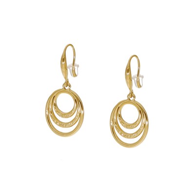 Kolczyki złocone ze stali z trzech kół