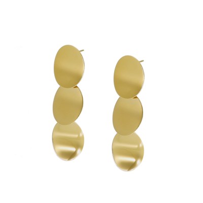 Kolczyki złocone ze stali szlachetnej z gładkie blaszki