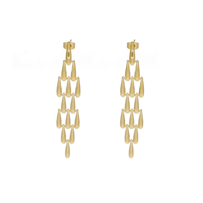 Kolczyki złocone ze stali szlachetnej z podłużnych, sztywnych elementów