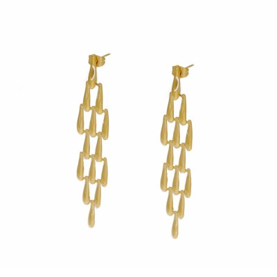 Kolczyki złocone ze stali szlachetnej z podłużnych, sztywnych elementów