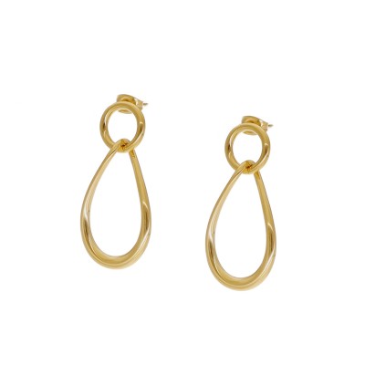 Kolczyki złocone ze stali szlachetnej z w kształcie łezki
