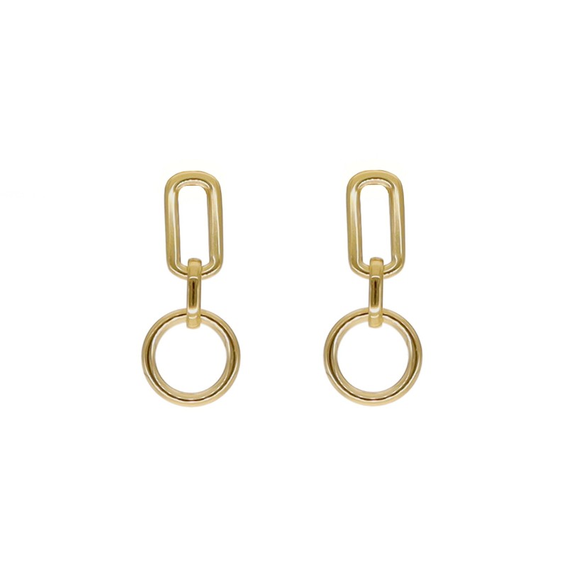 Kolczyki złocone ze stali szlachetnej z geometrycznymi wzorami