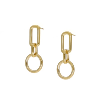 Kolczyki złocone ze stali szlachetnej z geometrycznymi wzorami