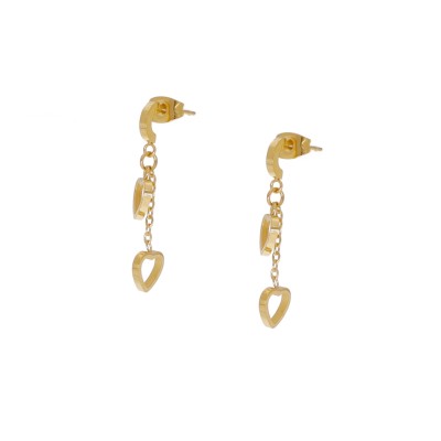Kolczyki złocone ze stali szlachetnej z serduszkami