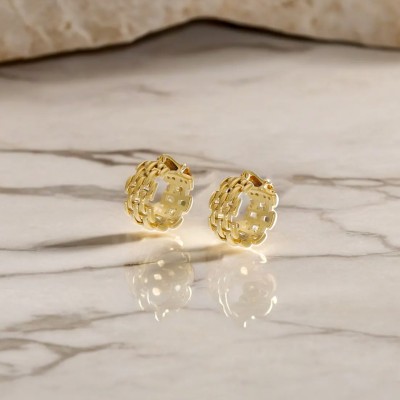 Kolczyki złocone ze stali szlachetnej ażurowe koła