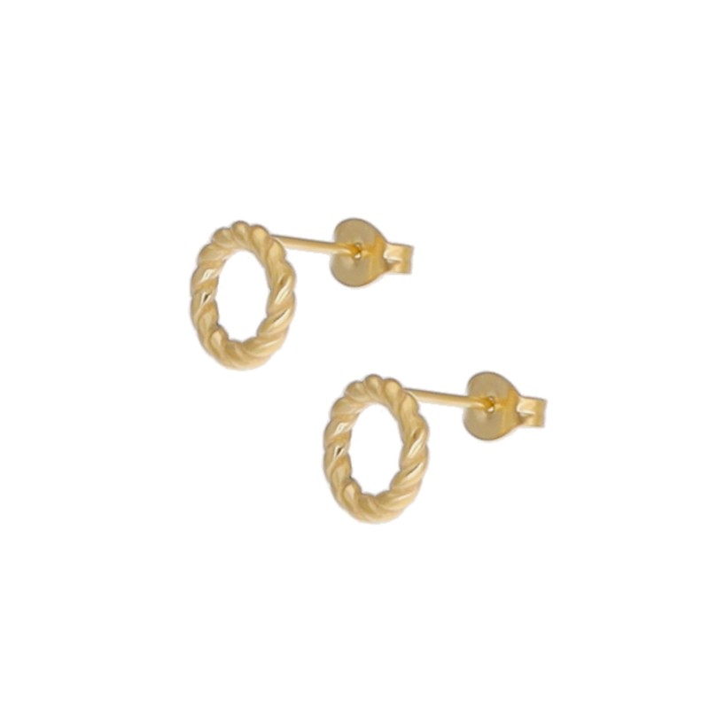 Kolczyki złocone ze stali szlachetnej kółeczka na sztyfcie