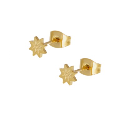 Kolczyki złocone ze stali szlachetnej gwiazdki