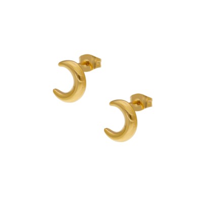 Kolczyki złocone ze stali szlachetnej księżyce