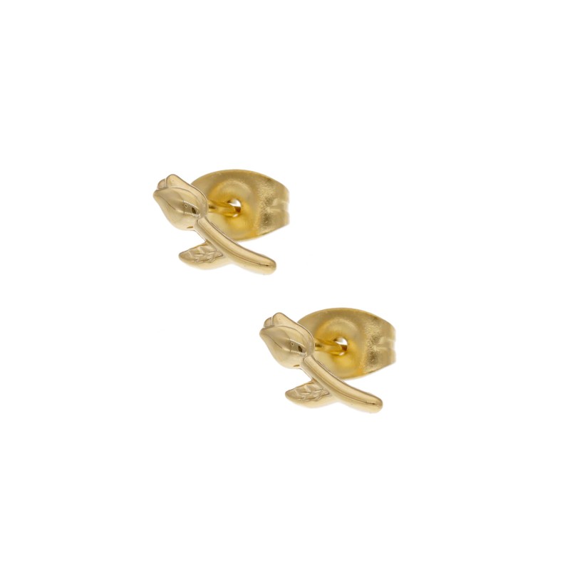 Kolczyki złocone ze stali szlachetnej tulipany