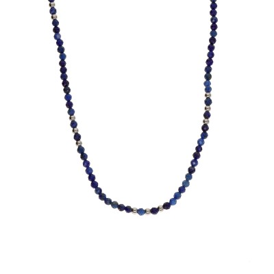 Naszyjnik złocony ze stali szlachetnej lapis lazuli