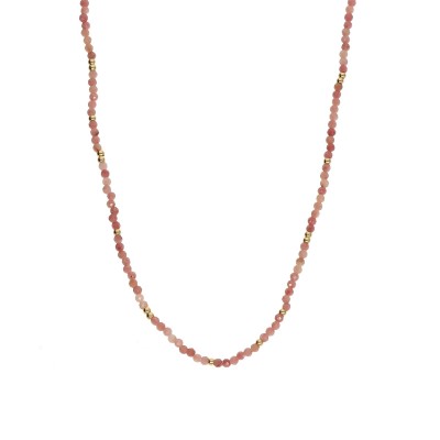 Naszyjnik ze stali szlachetnej z rodochrozyt