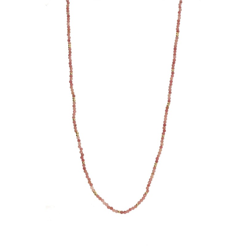 Naszyjnik ze stali szlachetnej z rodochrozyt