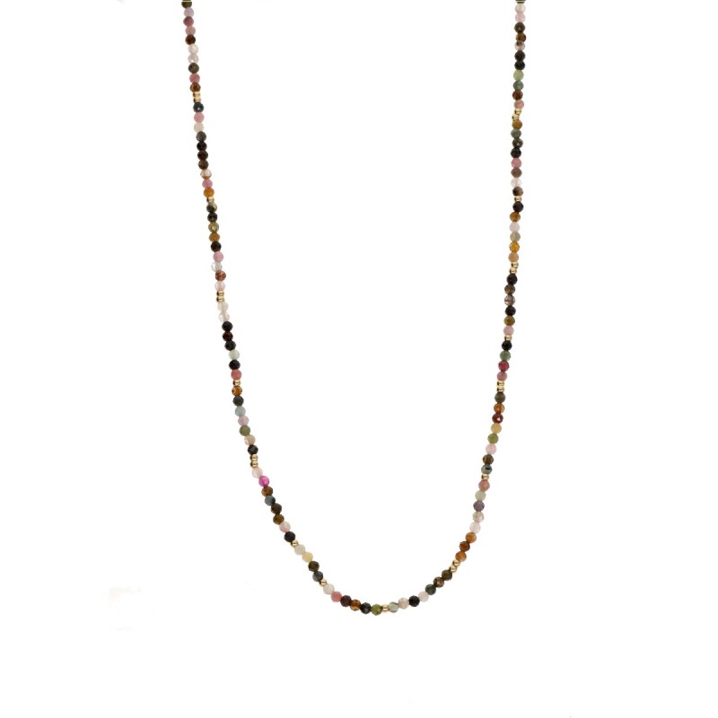 Naszyjnik ze stali szlachetnej z kolorowym turmalinem