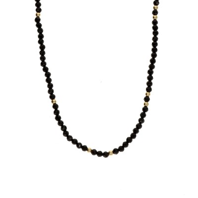 Naszyjnik ze stali szlachetnej z czarnym turmalinem