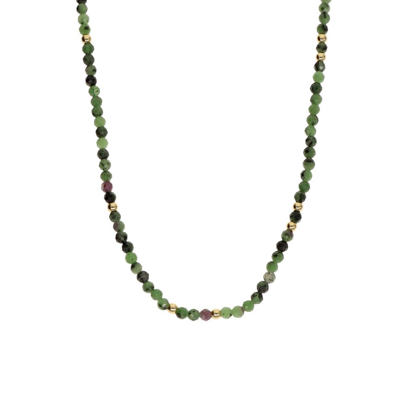 Naszyjnik ze stali szlachetnej z zielonym morganitem