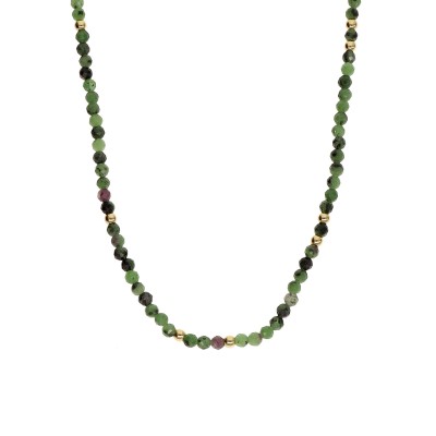 Naszyjnik ze stali szlachetnej z zielonym morganitem