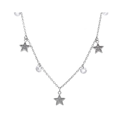 Naszyjnik srebrny z gwiazdkami i cyrkoniami