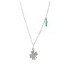 Naszyjnik srebrny z koniczyną i zieloną cyrkonią