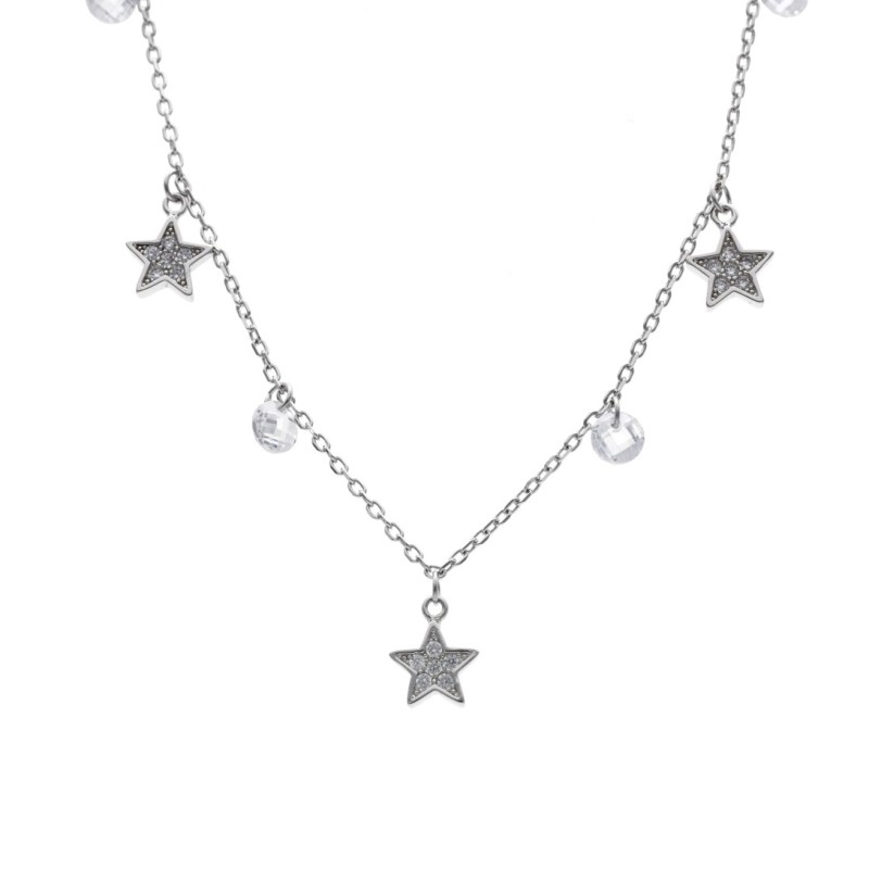 Naszyjnik srebrny z gwiazdkami i cyrkoniami
