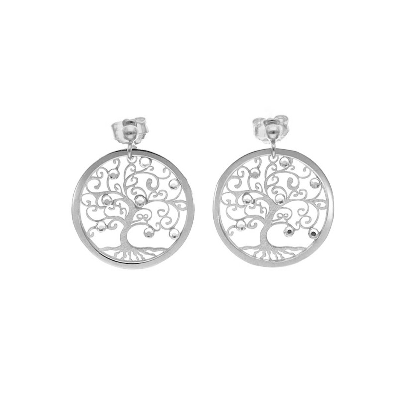 Kolczyki srebrne drzewko szczęścia Z CYRKONIAMI