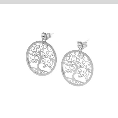 Kolczyki srebrne drzewko szczęścia Z CYRKONIAMI