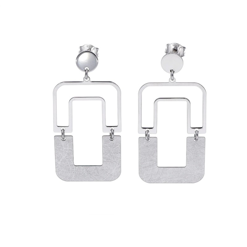 Kolczyki srebrne na sztyft prostokąty  Roma