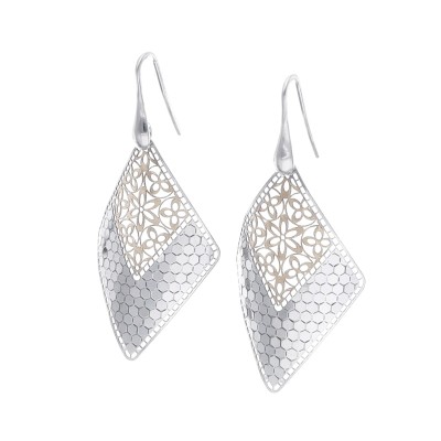 Kolczyki srebrne zaokrąglone romby Roma