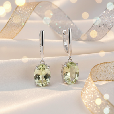 Kolczyki srebrne z kwarcem lemon na angielskim zapięciu