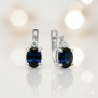 Kolczyki srebrne z szafirem oraz cyrkonią na angielskim zapięciu