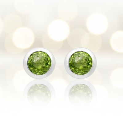 Kolczyki srebrne - peridot otulony srebrem na sztyft