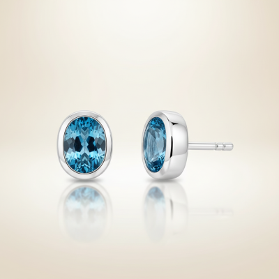 Kolczyki srebrne z topazem na sztyft