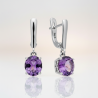 Kolczyki srebrne z ametystem wiszące na angielskim zapięciu