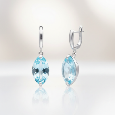 Kolczyki srebrne z topazem na zapięciu angielskim