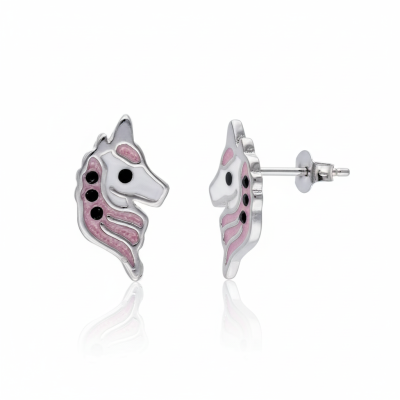 Kolczyki srebrne jednorożce zapinane na sztyft