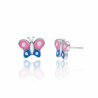 Kolczyki srebrne dziecięce różowe motylki na sztyft