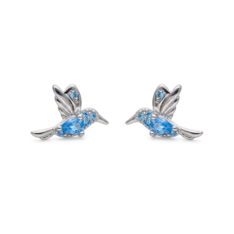 Kolczyki srebrne koliberki zapinane na sztyft