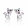 Kolczyki srebrne kotki zapinane na sztyft