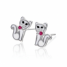 Kolczyki srebrne kotki zapinane na sztyft