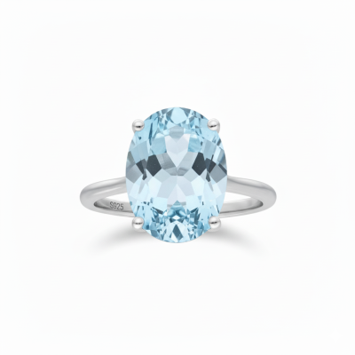 Pierścionek srebrny z dużym kamieniem centralnym topazem